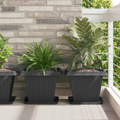 Vassoio Quadrato per Fiori 6 pcs Nero 32 x 32 x 2,5 cm Plastica | homemem39