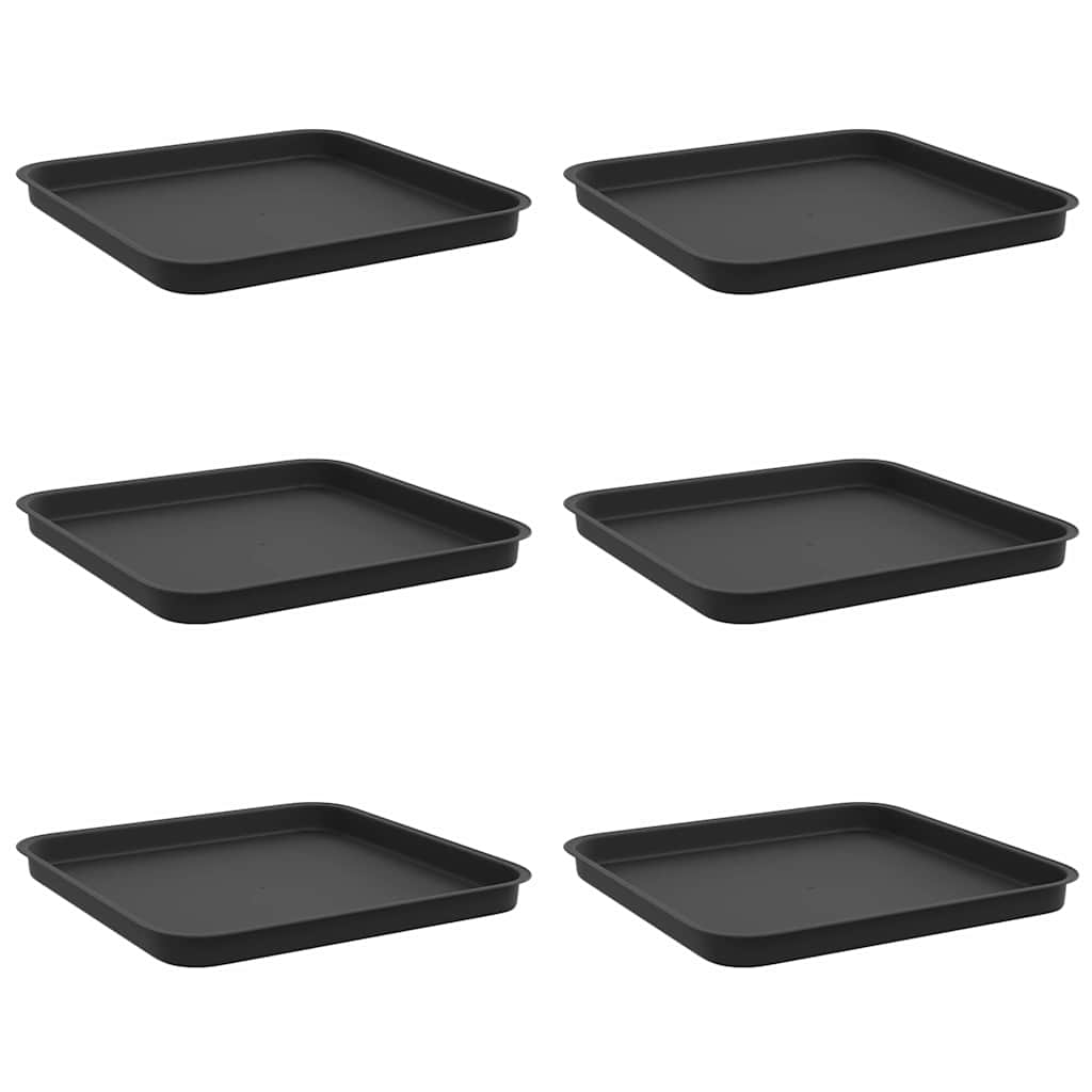 Vassoio Quadrato per Fiori 6 pcs Nero 32 x 32 x 2,5 cm Plastica | homemem39