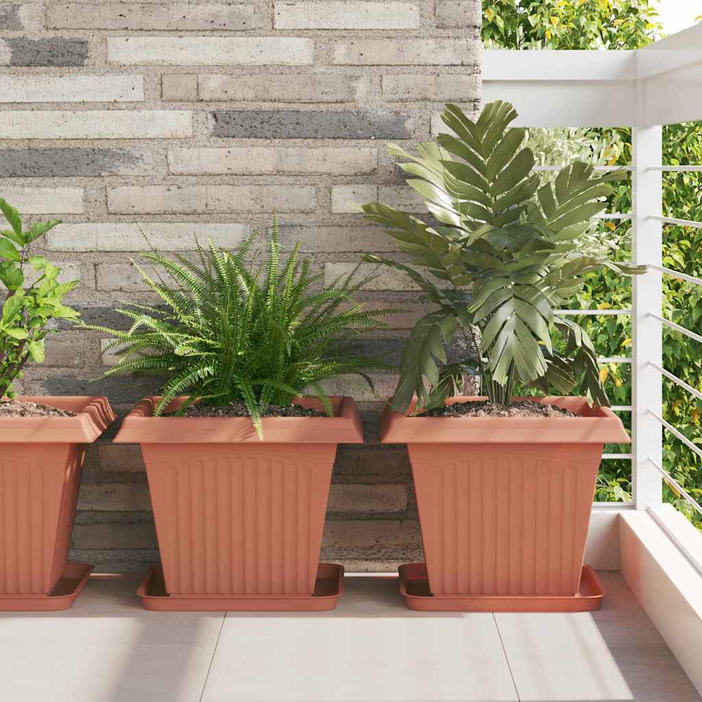 Vassoio Quadrato per Fiori 24 pcs Rosso Mattone Plastica | homemem39