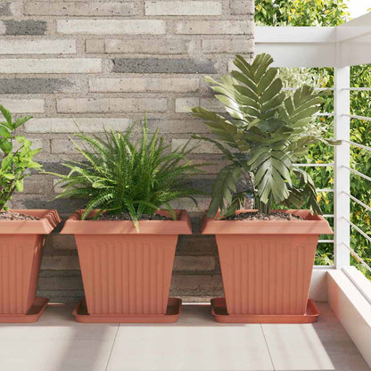 Vassoio Quadrato per Fiori 24 pcs Rosso Mattone Plastica | homemem39