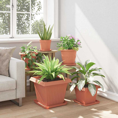 Vassoio Quadrato per Fiori 24 pcs Rosso Mattone Plastica | homemem39