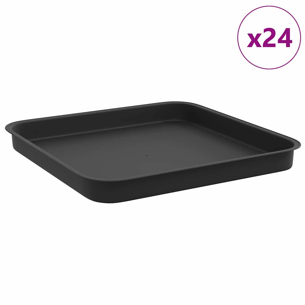 Vassoio Quadrato per Fiori 24 pcs Nero 21 x 21 x 2 cm Plastica