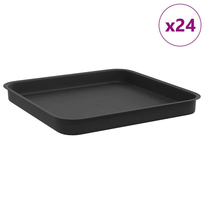 Vassoio Quadrato per Fiori 24 pcs Nero 25,5 x 25,5 x 2,5 cm | homemem39
