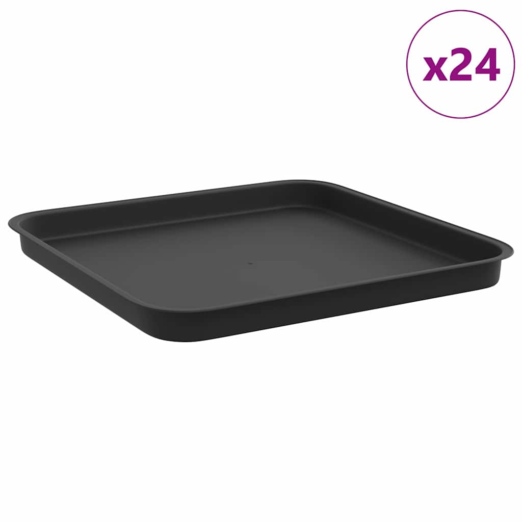 Vassoio Quadrato per Fiori 24 pcs Nero 32 x 32 x 2,5 cm | homemem39
