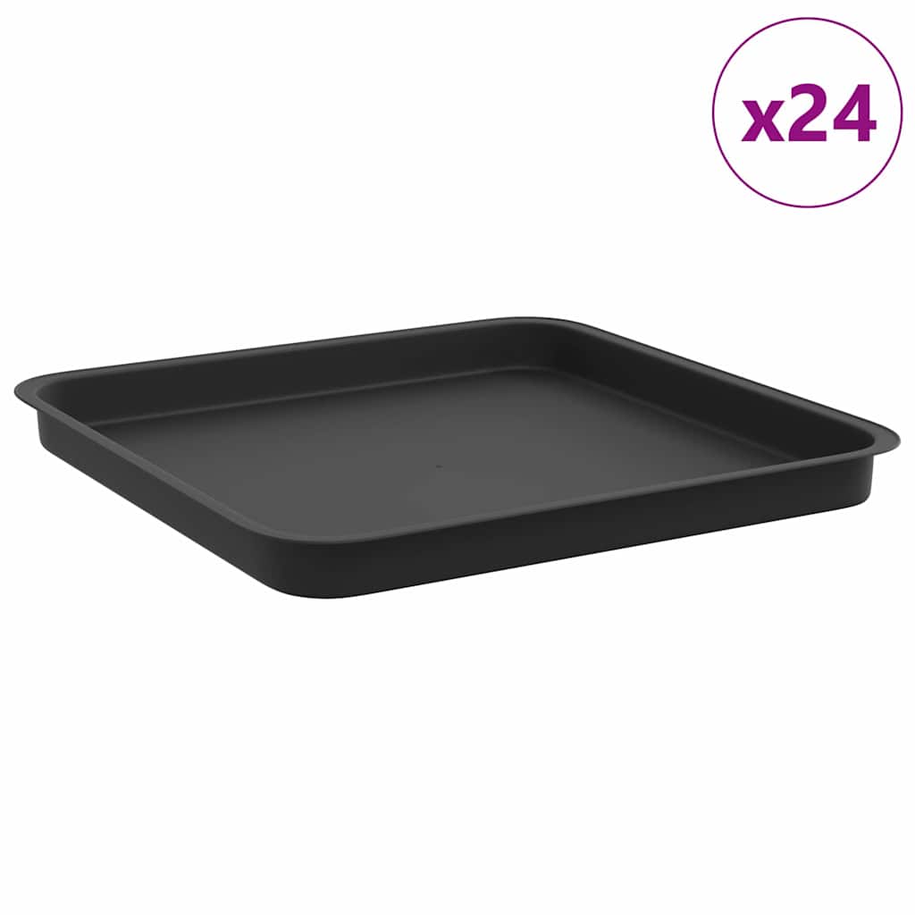 Vassoio Quadrato per Fiori 24 pcs Nero 36 x 36 x 2.5 cm | homemem39