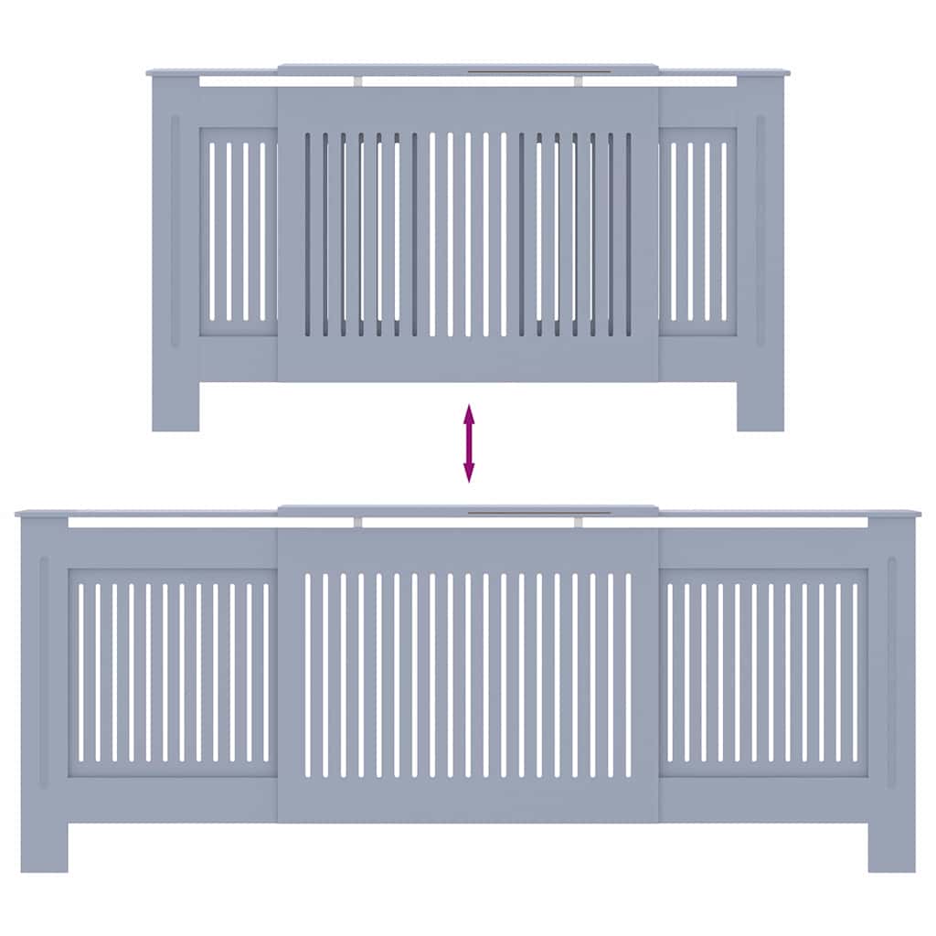 Copertura per radiatori 2 pcs Grigio 205 x 20,5 x 81,5cm
