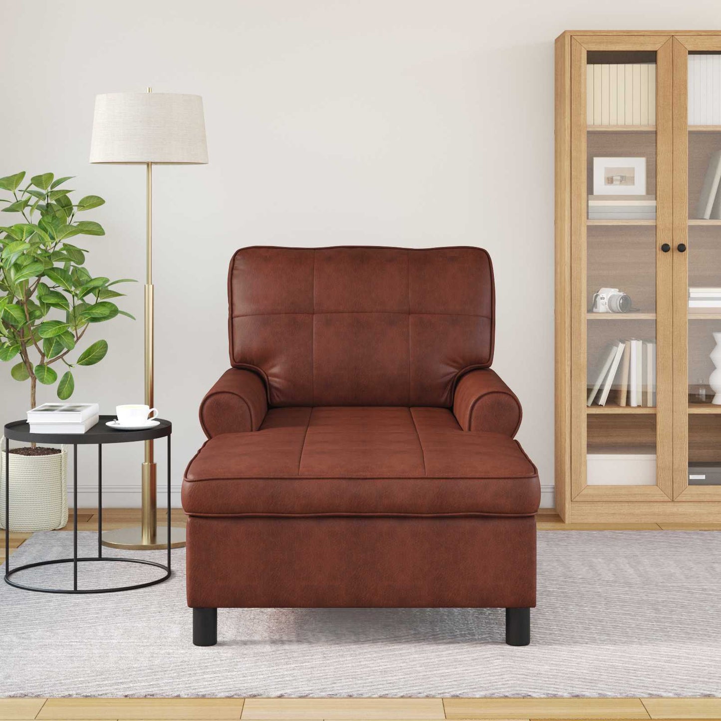 Chaise Lounge Marrone Lucido 91 x 157 x 91 cm Pelle Sintetica