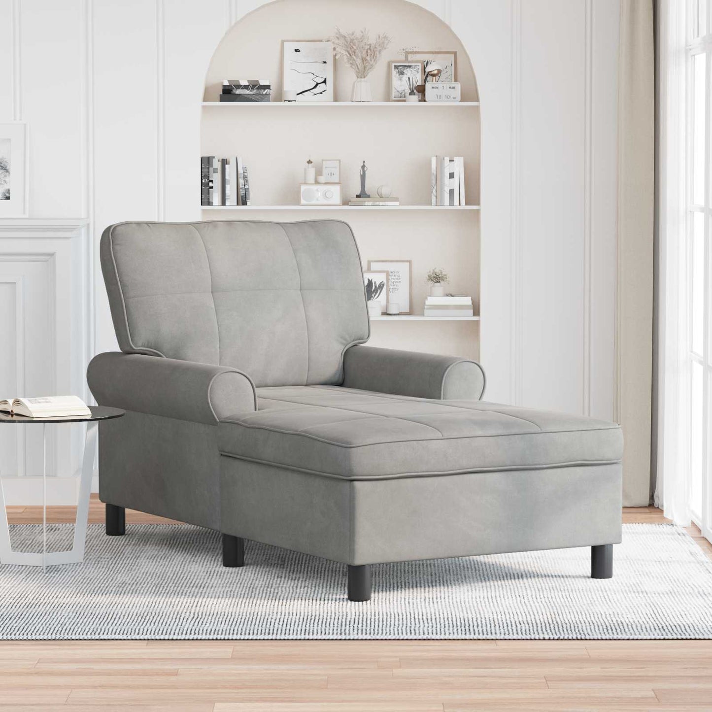 Chaise Lounge Grigio chiaro 91 x 157 x 91 cm Velluto