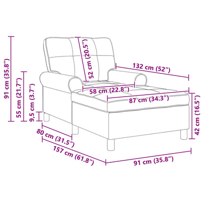 Chaise Lounge con cuscino Grigio scuro 91 x 157 x 91 cm Velluto