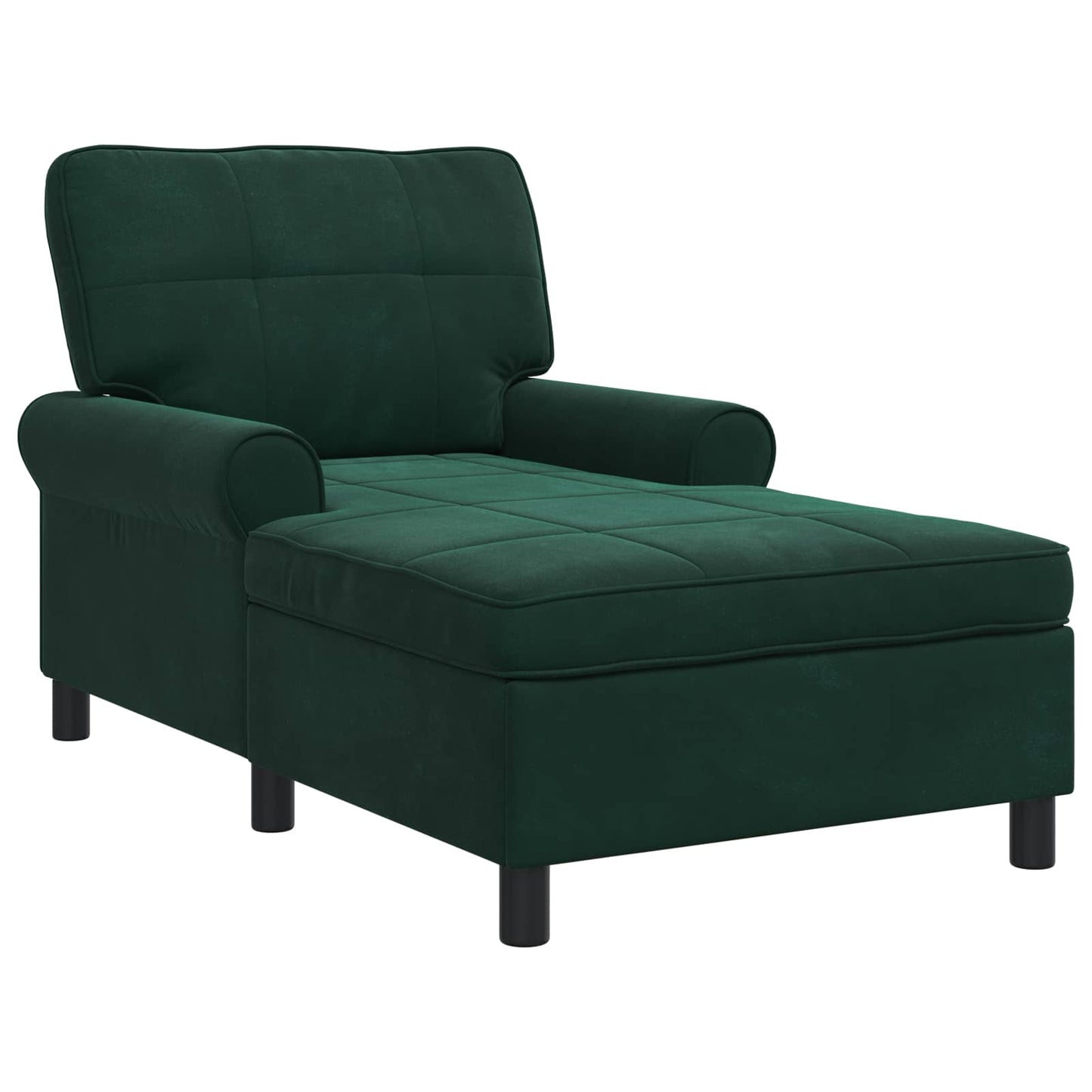 Chaise Lounge con cuscino Verde Scuro 91 x 157 x 91 cm Velluto
