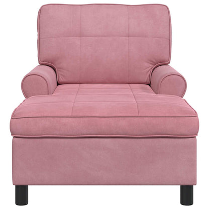 Chaise Lounge con cuscino Rosa 91 x 157 x 91 cm Velluto