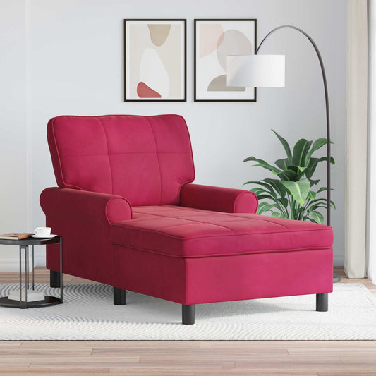 Chaise Lounge con cuscino Rosso Vino 91 x 157 x 91 cm Velluto