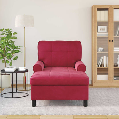 Chaise Lounge con cuscino Rosso Vino 91 x 157 x 91 cm Velluto