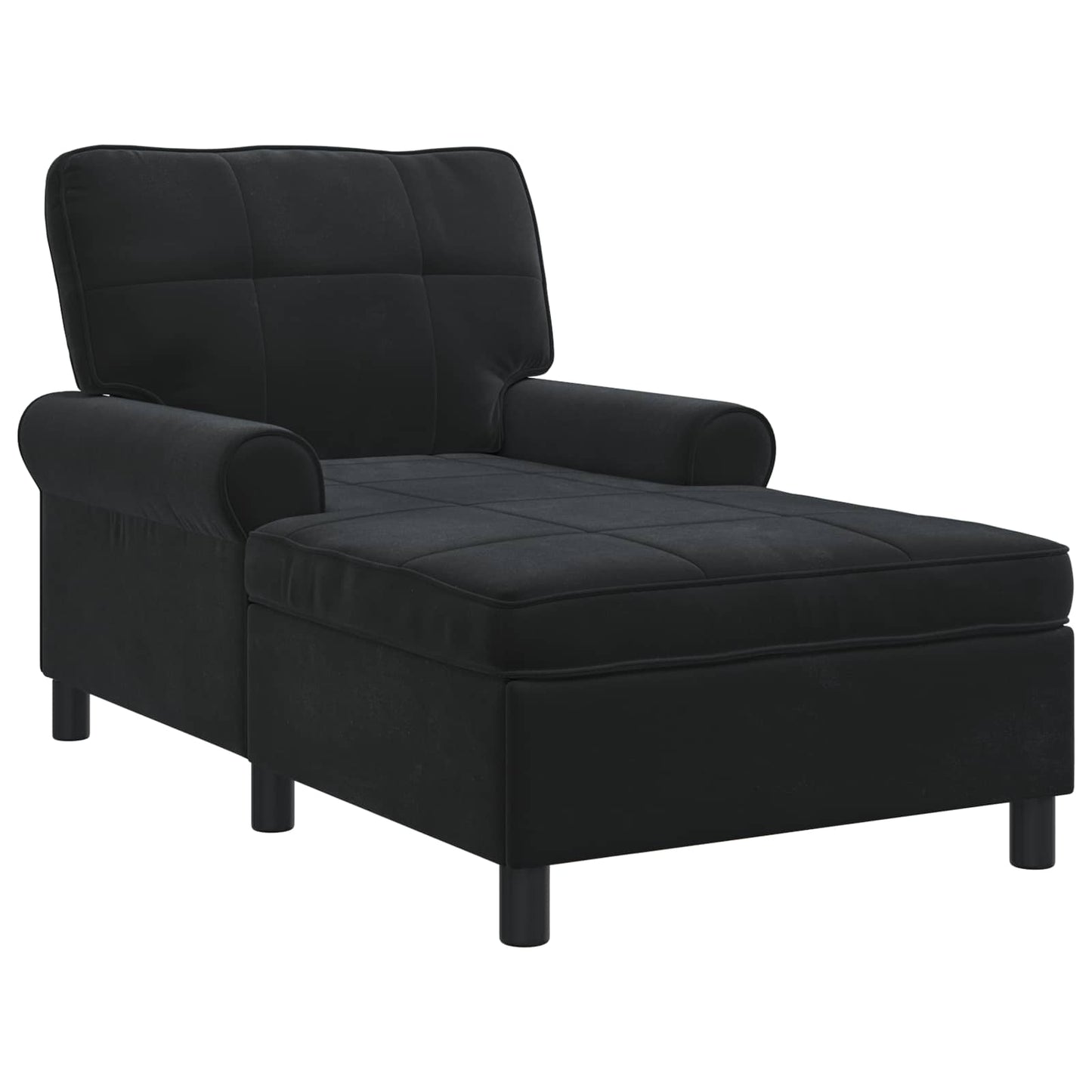 Chaise Lounge con cuscino Nero 91 x 157 x 91 cm Velluto