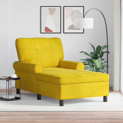 Chaise Lounge con cuscino Giallo 91 x 157 x 91 cm Velluto