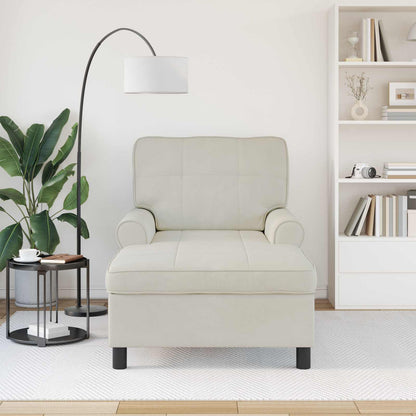 Chaise Lounge con cuscino Crema 91 x 157 x 91 cm Velluto