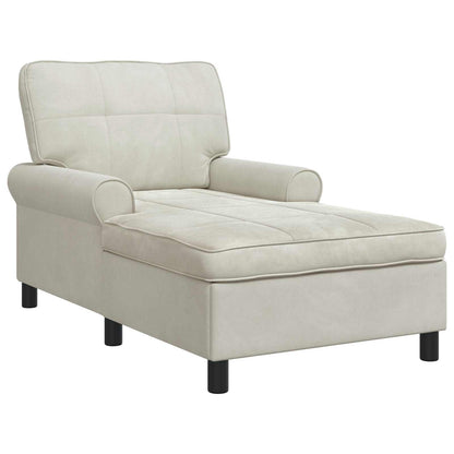 Chaise Lounge con cuscino Crema 91 x 157 x 91 cm Velluto
