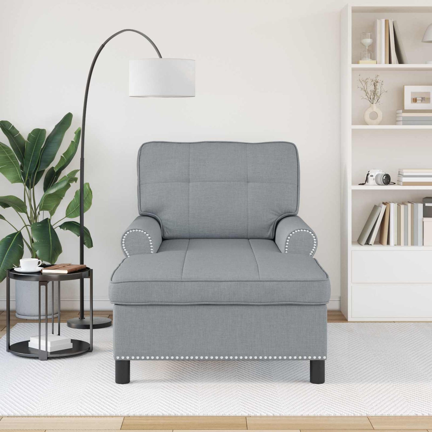 Chaise Lounge Grigio chiaro 91 x 157 x 91 cm Tessuto