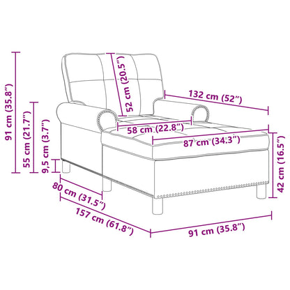 Chaise Lounge con cuscino Grigio scuro 91 x 157 x 91 cm Tessuto