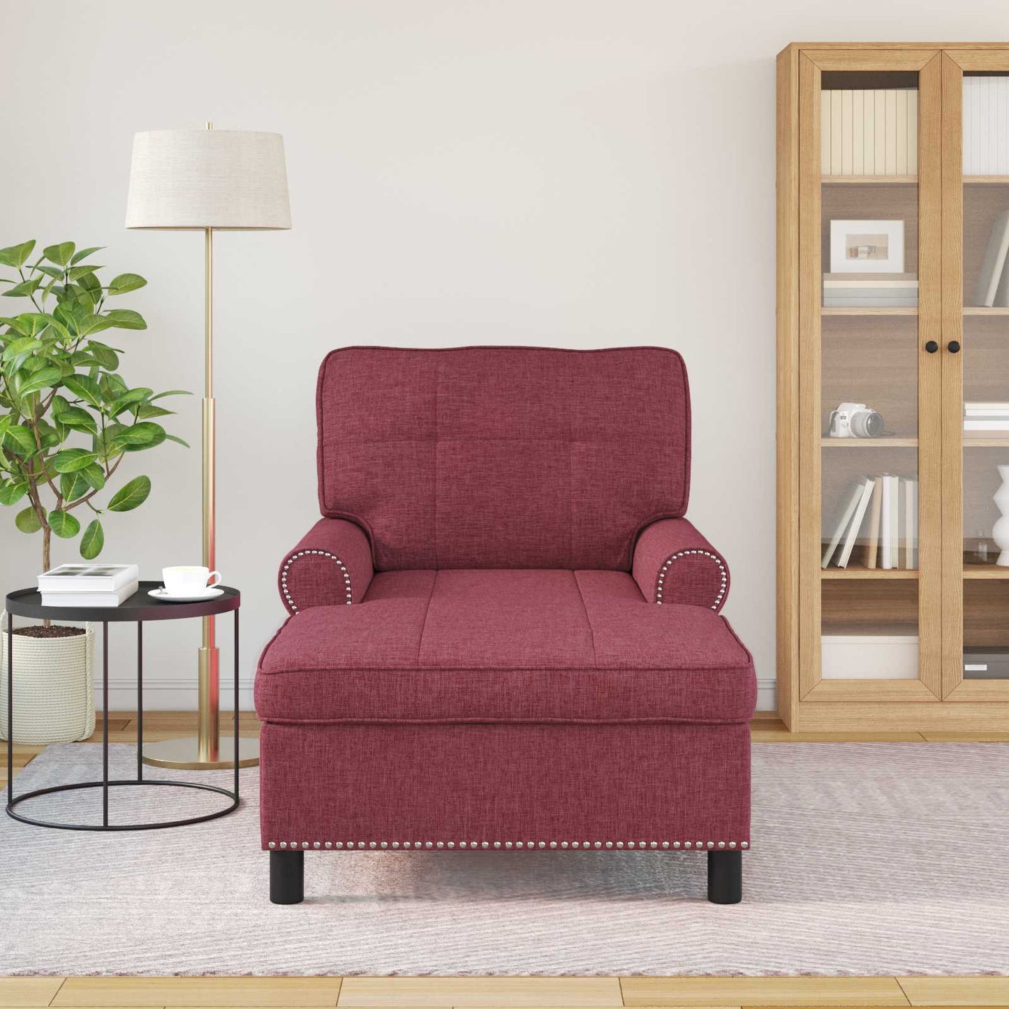Chaise Lounge con cuscino Rosso Vino 91 x 157 x 91 cm Tessuto