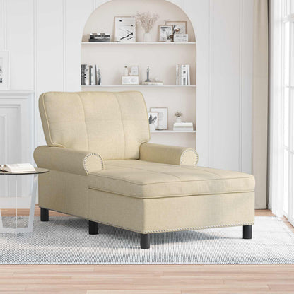 Chaise Lounge con cuscino Crema 91 x 157 x 91 cm Tessuto