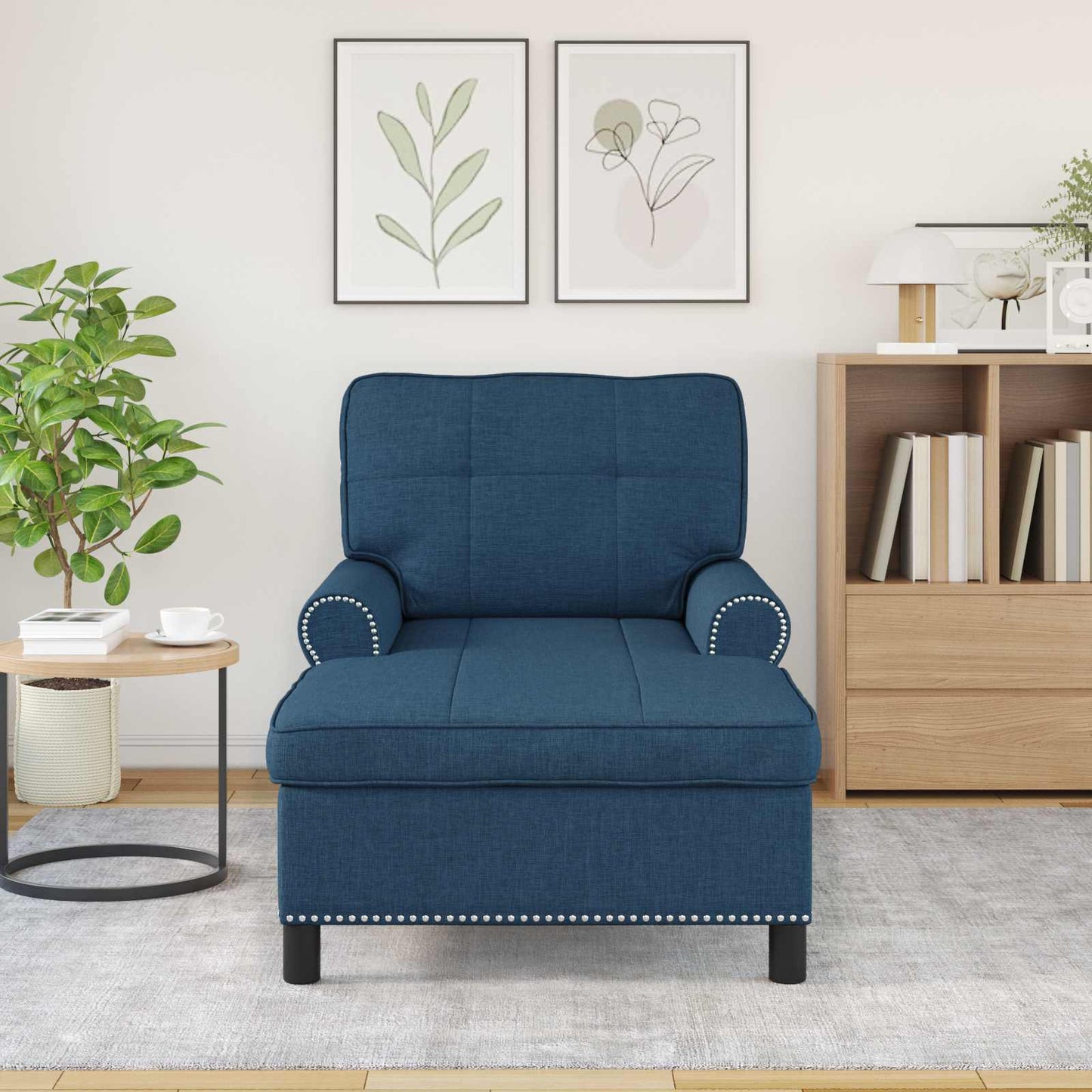 Chaise Lounge con cuscino Blu 91 x 157 x 91 cm Tessuto