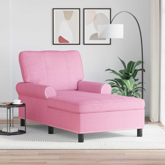 Chaise Lounge con cuscino Rosa 91 x 157 x 91 cm Tessuto