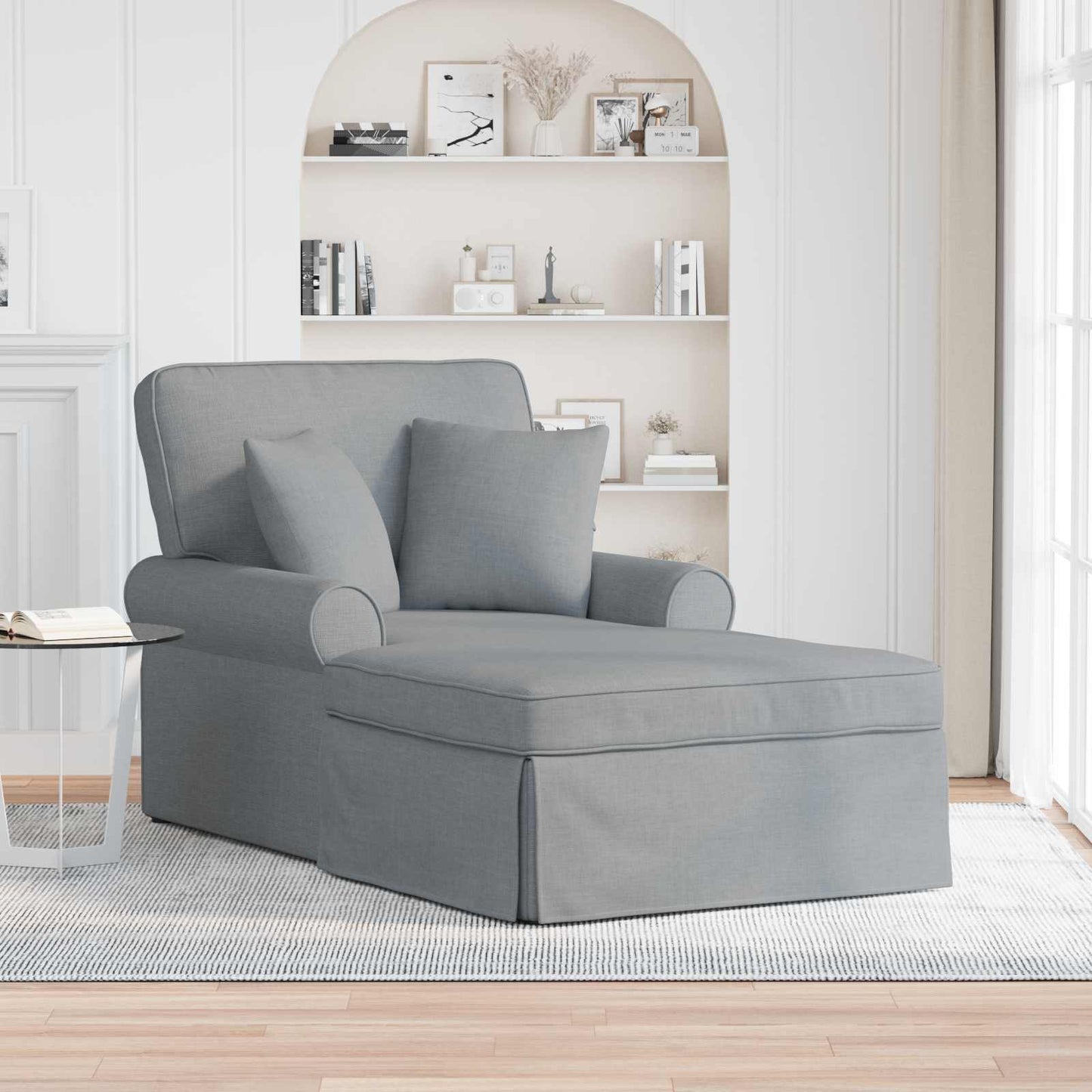 Chaise Longe con Gonna Grigio chiaro 91 x 157 x 91 cm Tessuto