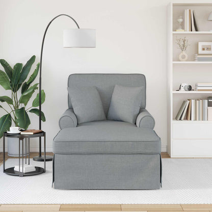Chaise Longe con Gonna con cuscino 3 pcs Grigio chiaro Tessuto