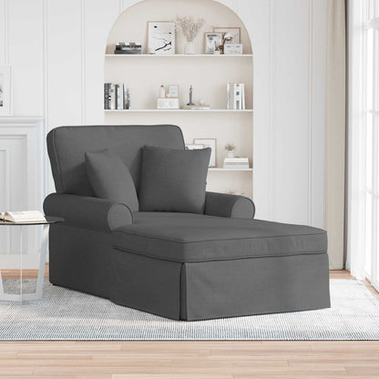 Chaise Longe con Gonna con cuscino 3 pcs Grigio scuro Tessuto