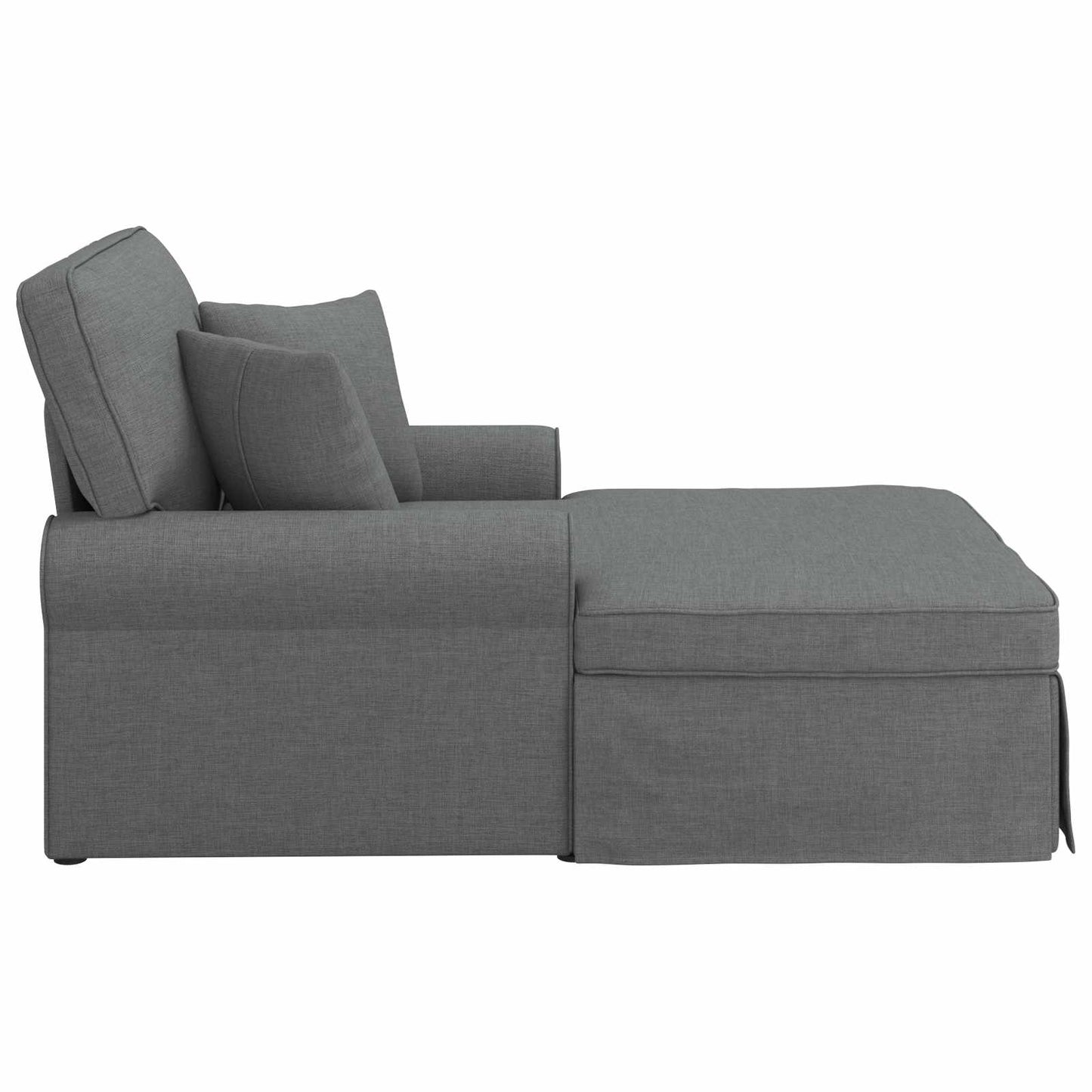 Chaise Longe con Gonna con cuscino 3 pcs Grigio scuro Tessuto