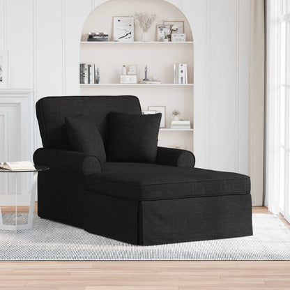 Chaise Longe con Gonna con cuscino 3 pcs Nero Tessuto