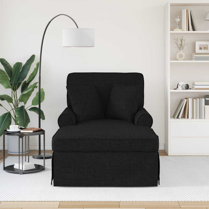Chaise Longe con Gonna con cuscino 3 pcs Nero Tessuto