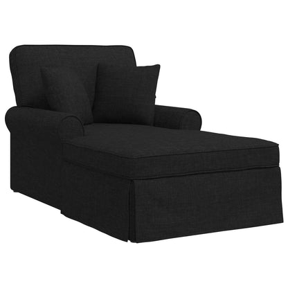 Chaise Longe con Gonna con cuscino 3 pcs Nero Tessuto
