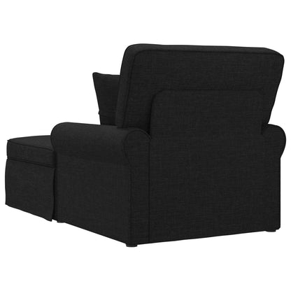 Chaise Longe con Gonna con cuscino 3 pcs Nero Tessuto