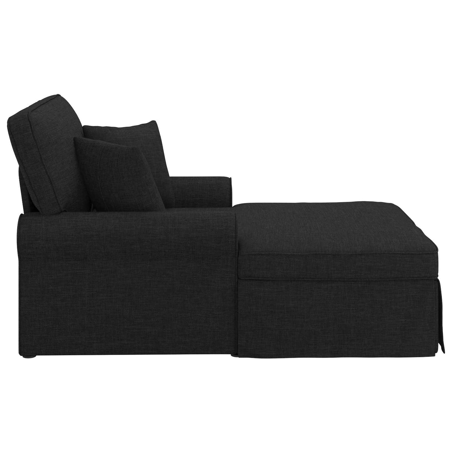 Chaise Longe con Gonna con cuscino 3 pcs Nero Tessuto