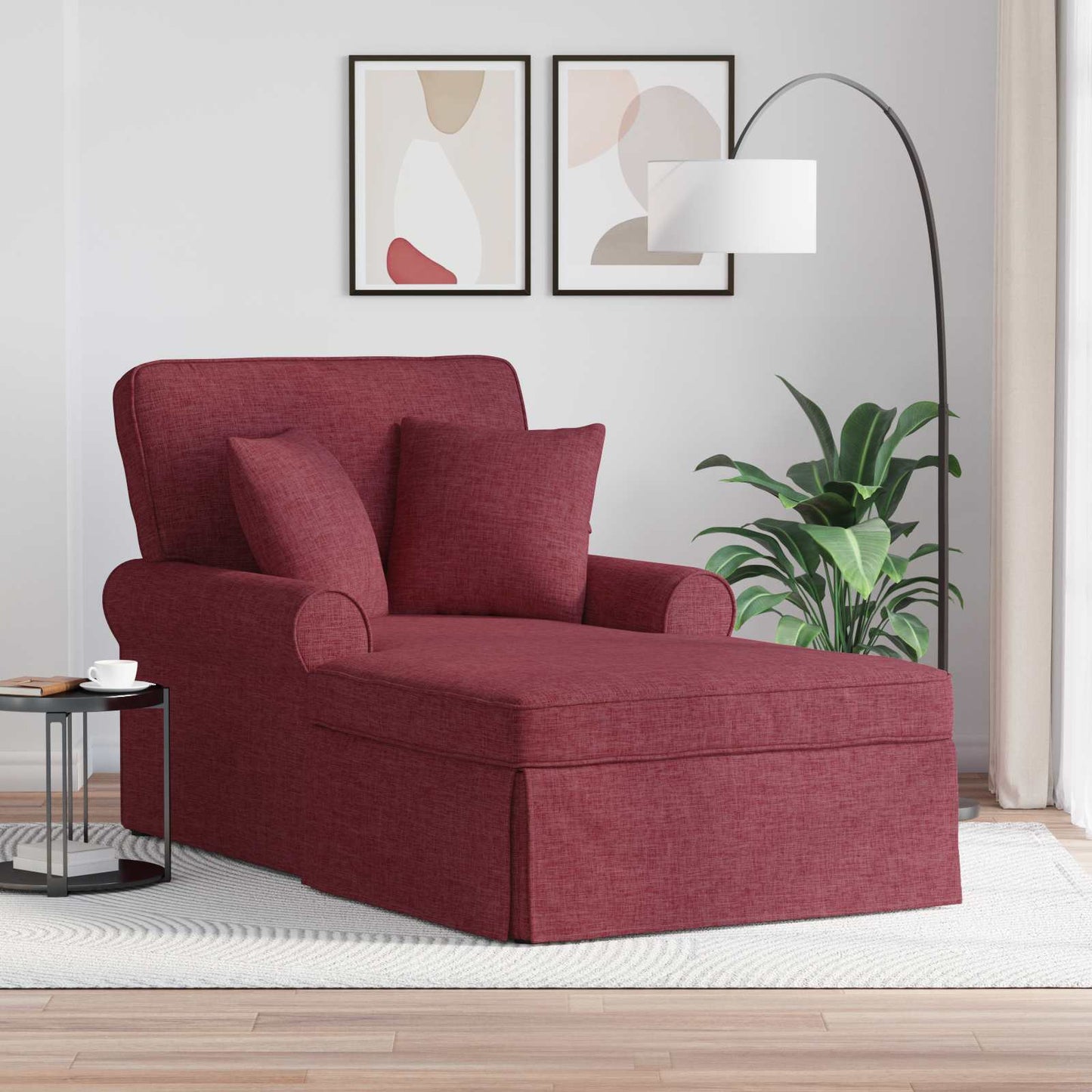 Chaise Longe con Gonna Rosso Vino 91 x 157 x 91 cm Tessuto