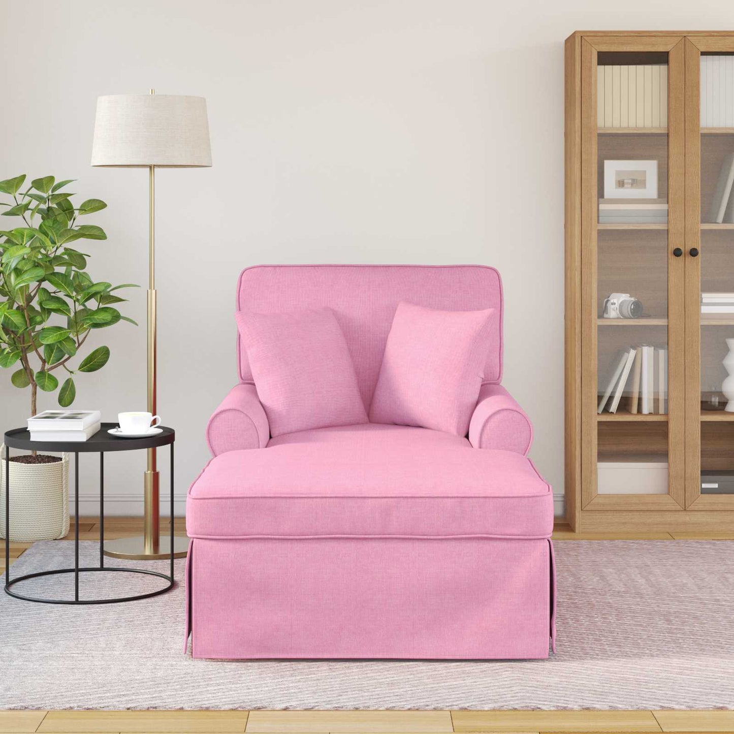 Chaise Longe con Gonna Rosa 91 x 157 x 91 cm Tessuto