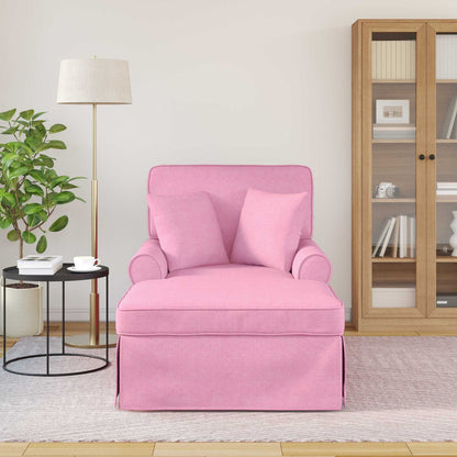 Chaise Longe con Gonna con cuscino 3 pcs Rosa Tessuto