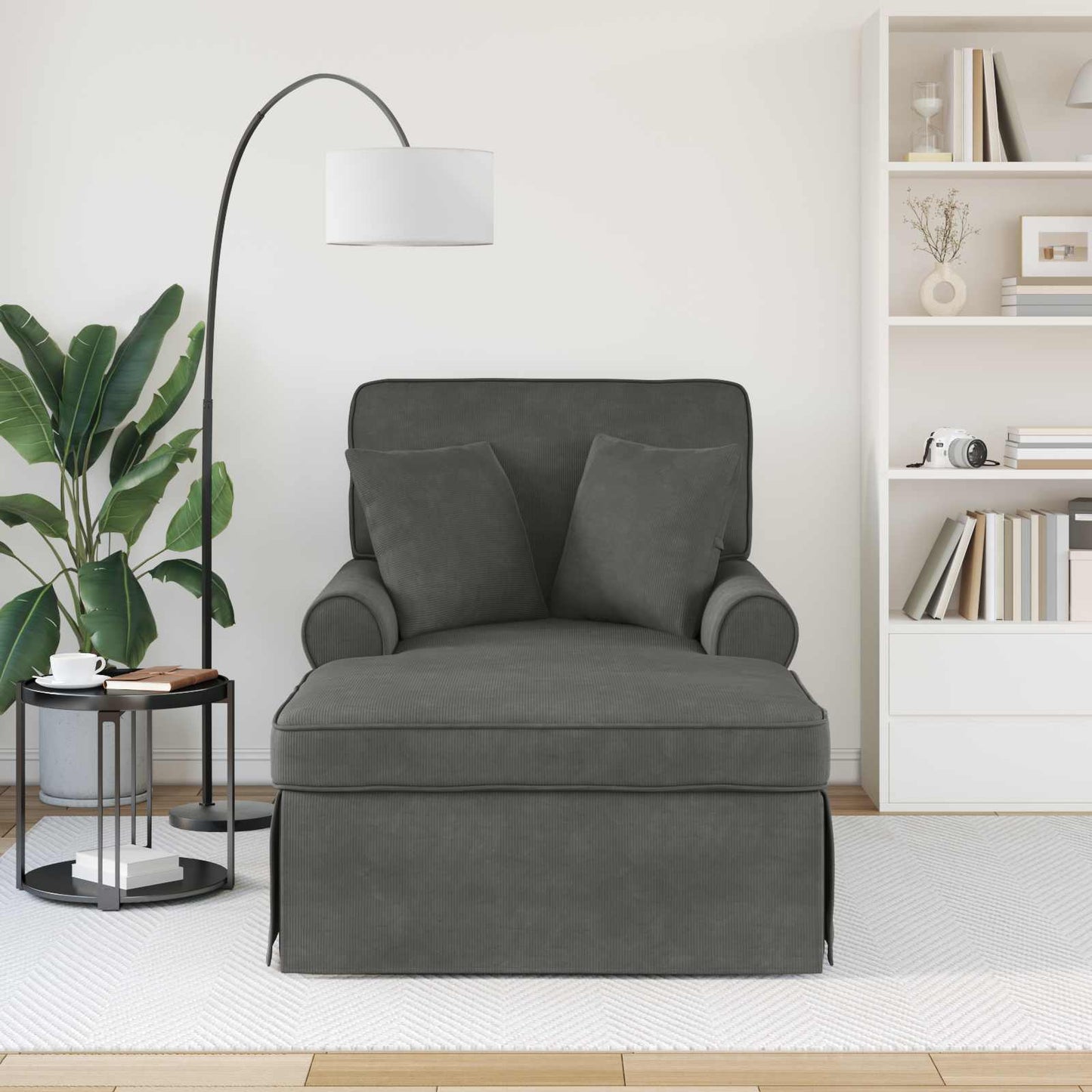 Chaise Longe con Gonna Grigio scuro 91 x 157 x 91 cm