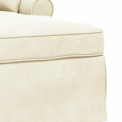 Chaise Longe con Gonna Crema 91 x 157 x 91 cm Tessuto a Costine