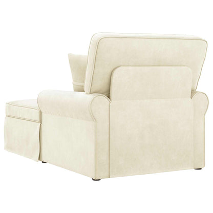 Chaise Longe con Gonna con cuscino 3 pcs Crema Tessuto in Cords
