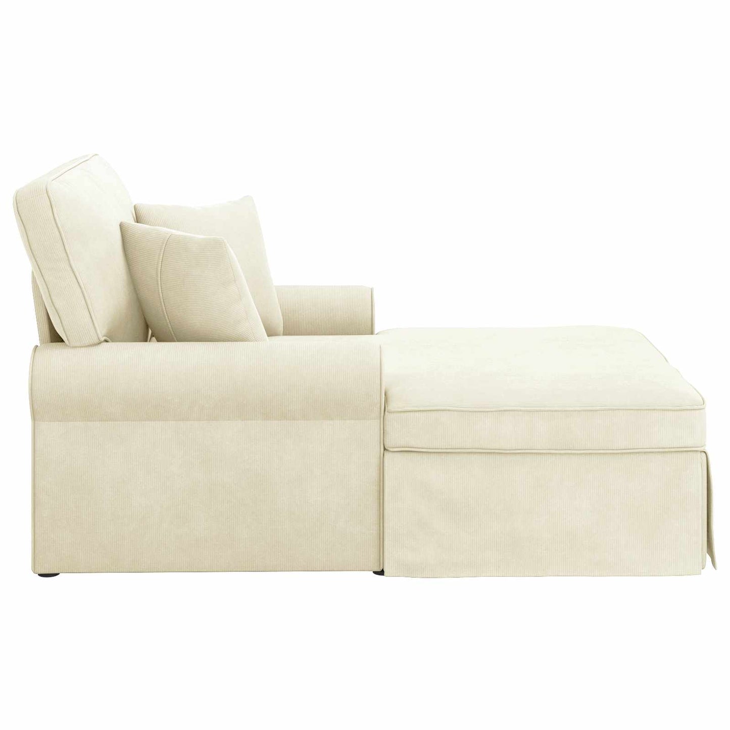 Chaise Longe con Gonna Crema 91 x 157 x 91 cm Tessuto a Costine