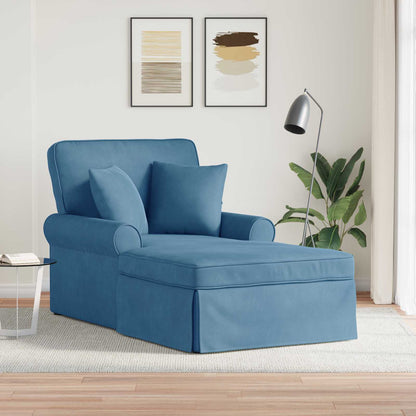 Chaise Longe con Gonna con cuscino 3 pcs Blu Tessuto in Cords