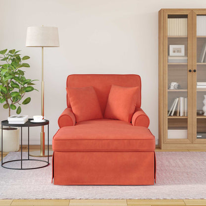 Chaise Longe con Gonna 3 pcs Rosso Arancio Tessuto in Cords