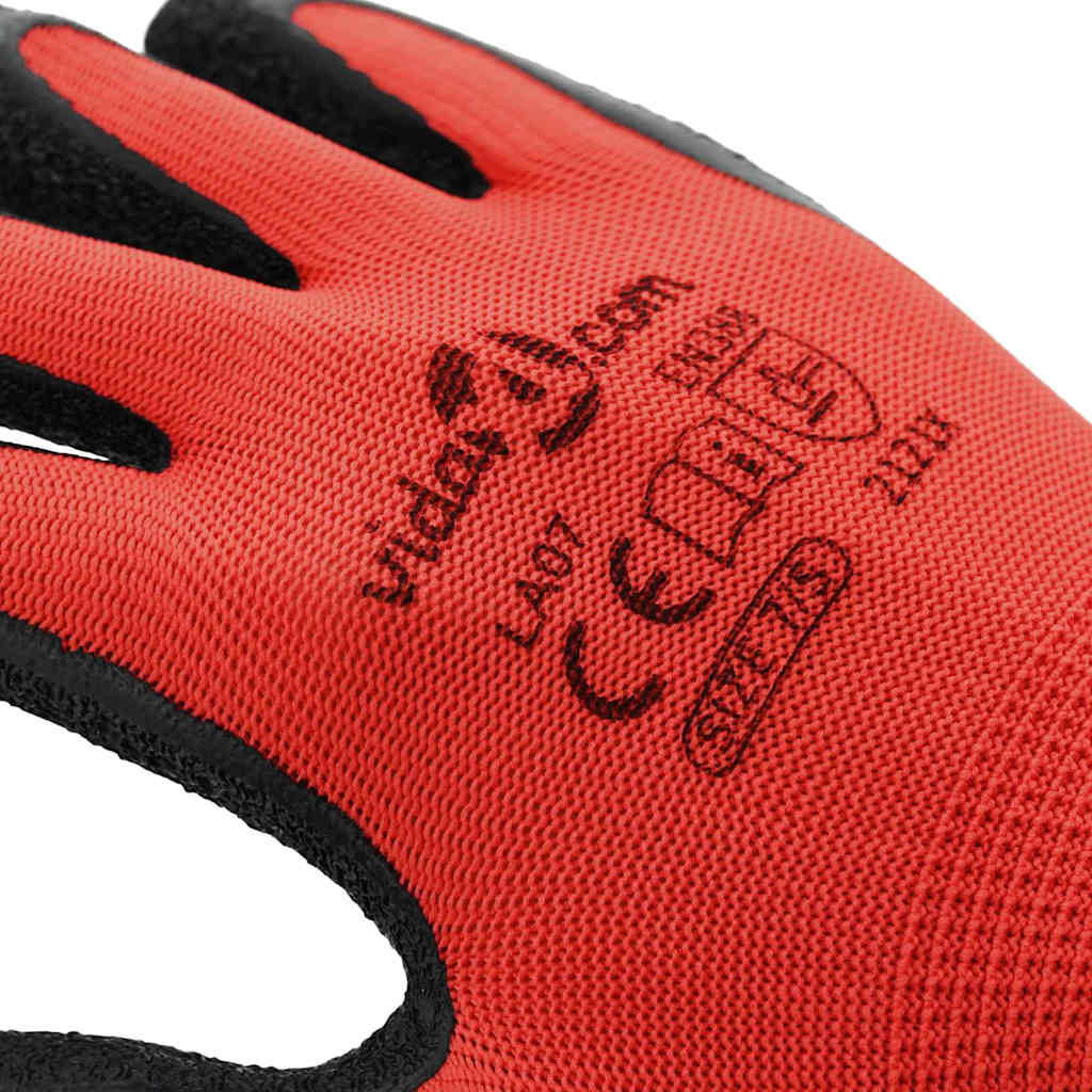 Guanti da Lavoro 12 pcs Rosso e Nero 7 / S
