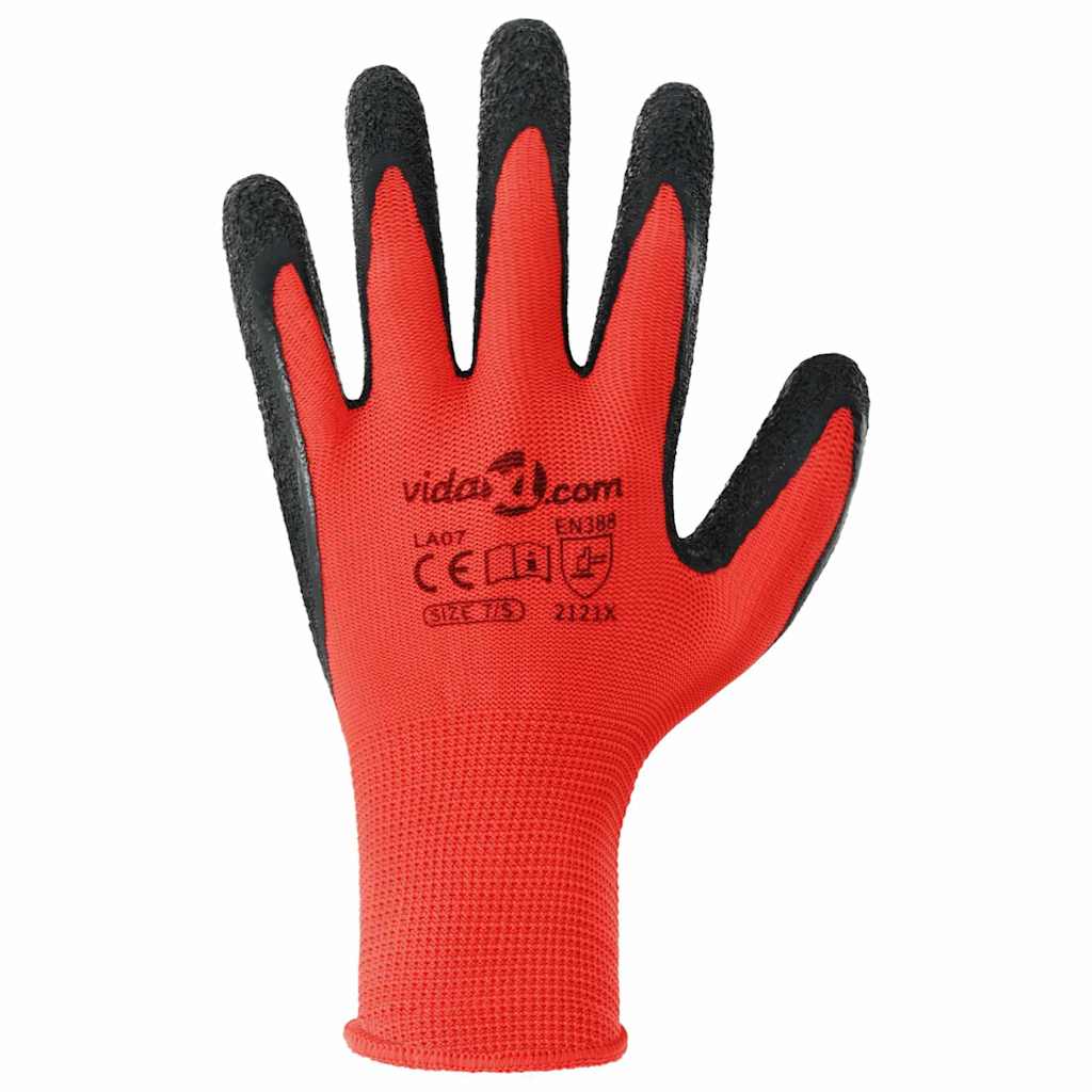 Guanti da Lavoro 12 pcs Rosso e Nero 7 / S | homemem39