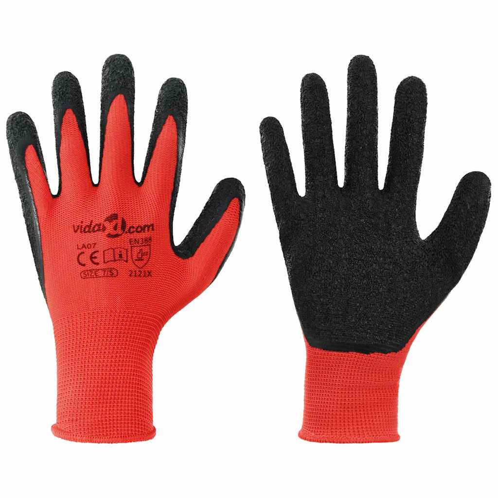Guanti da Lavoro 24 pcs Rosso e Nero 7 / S