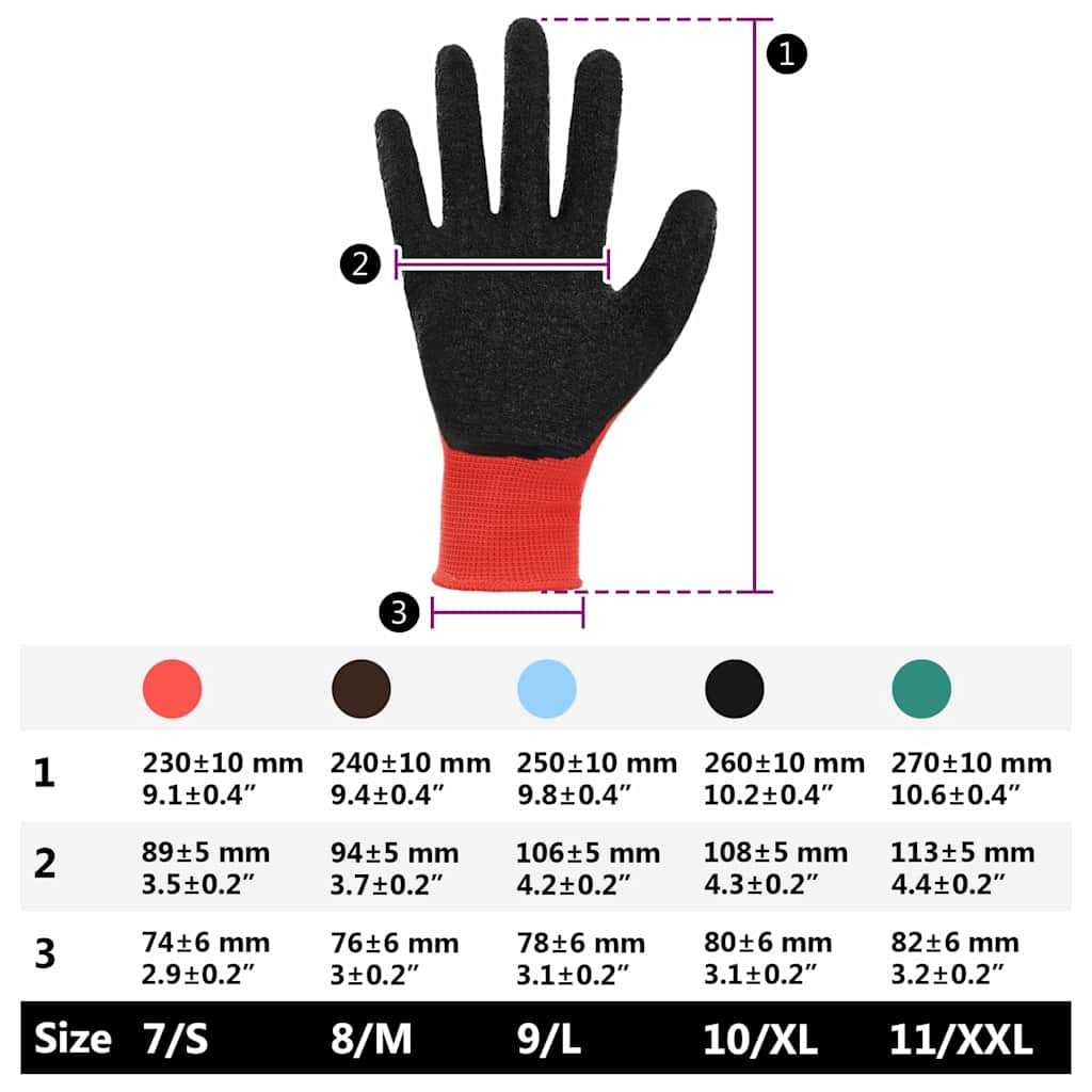 Guanti da Lavoro 24 pcs Rosso e Nero 7 / S | homemem39
