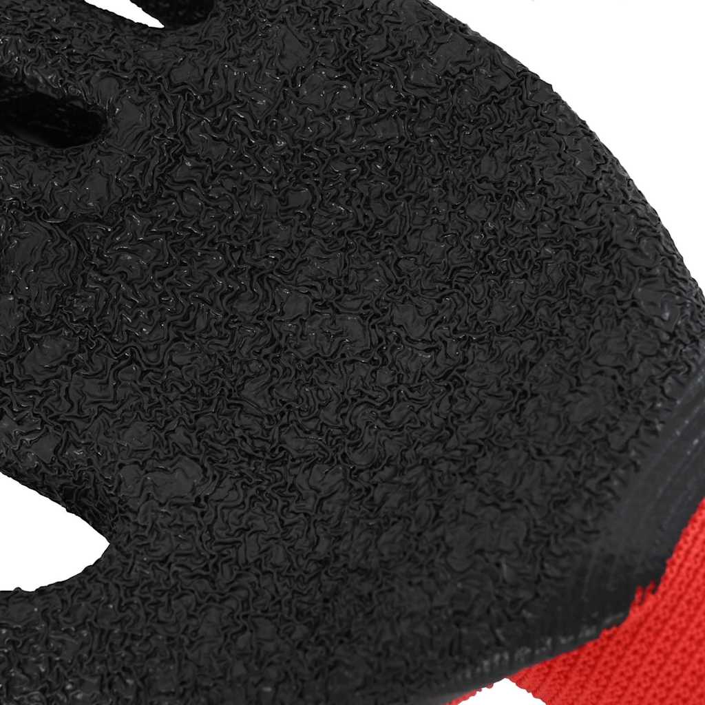 Guanti da Lavoro 12 pcs Rosso e Nero 8 / m